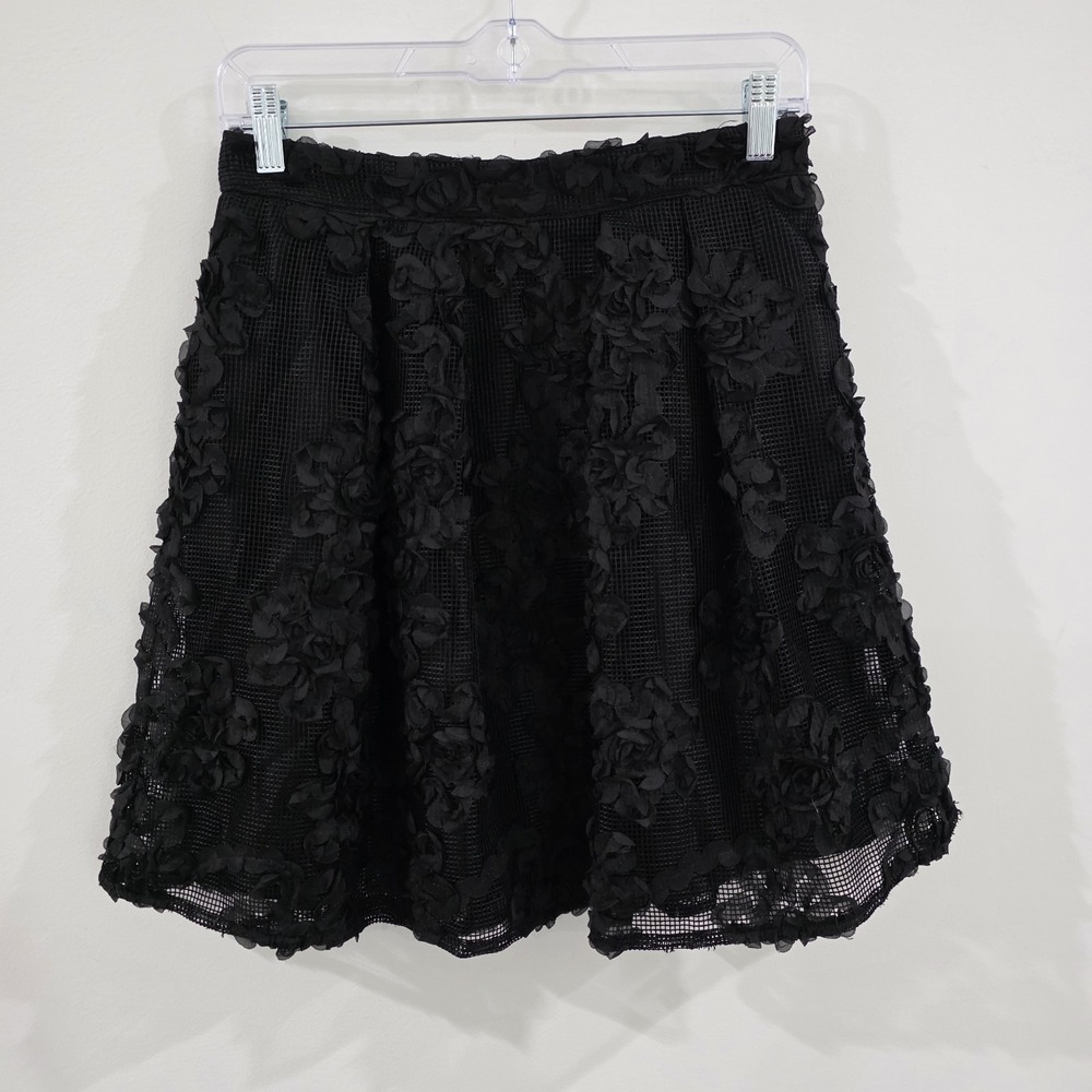 Womens Mesh 3D Floral Mini Skirt Sizeβ 2 Petite Black Whimsigoth